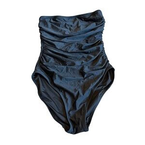 J. Crew Reimagined Black Strapless Swimsuit Swimwear One Piece Size 10 Women's